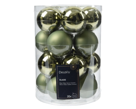 Decoris kerstballen set glas | 20 stuks | 6 centimeter | rosemarijn
