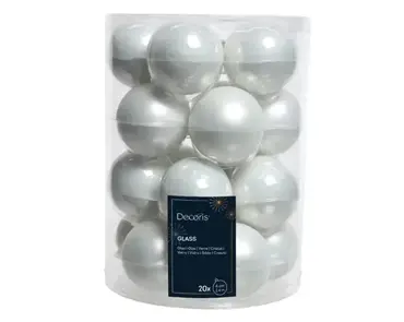 Decoris kerstballen set glas | 20 stuks | 6 centimeter | winterwit