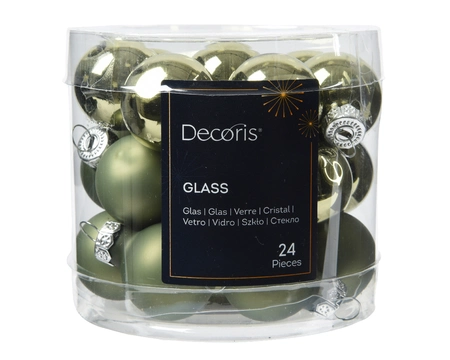 Decoris kerstballen set glas | 24 stuks | 2.5 centimeter | rosemarijn - afbeelding 1