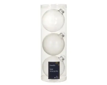 Decoris kerstballen set glas | 3 stuks | 10 centimeter | zilver - afbeelding 1