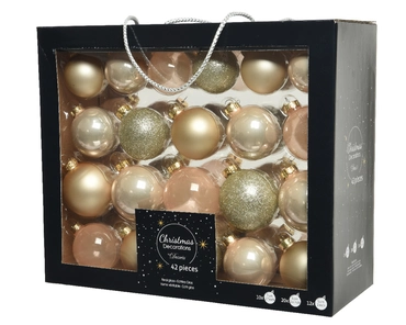 Decoris kerstballen set Glas 42st parel 5-6-7cm - afbeelding 2