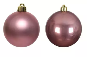 Decoris kerstballen set glas | 6 stuks | 8 centimeter | velours roze - afbeelding 2