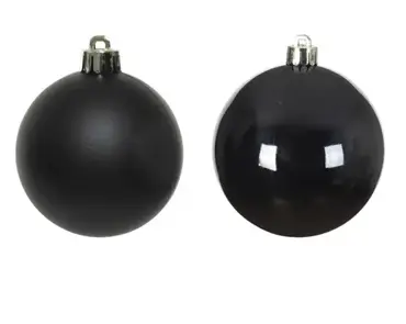 Decoris kerstballen set glas | 6 stuks | 8 centimeter | zwart - afbeelding 2