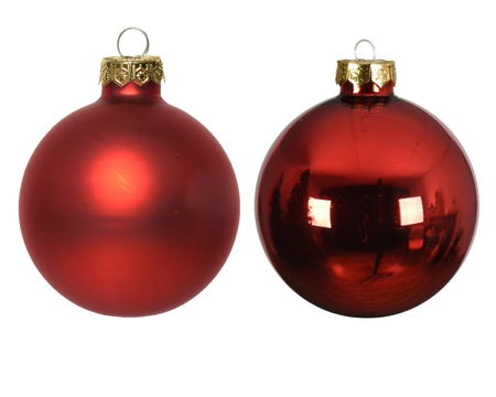 Decoris kerstballen set glas | 8 stuks | 7 centimeter | kerstrood - afbeelding 2