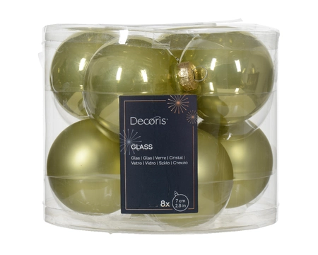 Decoris kerstballen set glas | 8 stuks | 7 centimeter | pistache - afbeelding 1