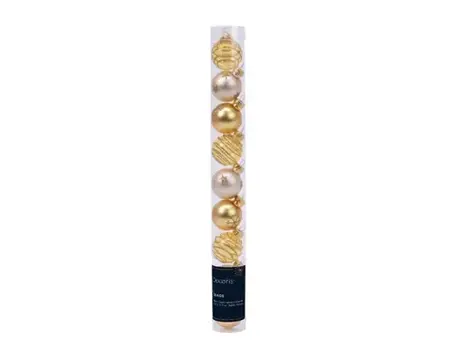 Decoris kerstballen set glas | 9 stuks | 3 centimeter | goud - afbeelding 1