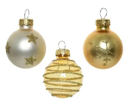 Decoris kerstballen set glas | 9 stuks | 3 centimeter | goud - afbeelding 2
