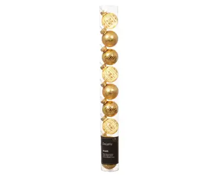 Decoris kerstballen set glas | 9 stuks | 3 centimeter | licht goud