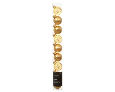 Decoris kerstballen set glas | 9 stuks | 3 centimeter | licht goud