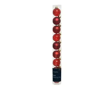 Decoris kerstballen set glas | 9 stuks | 3 centimeter | rood - afbeelding 1