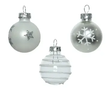 Decoris kerstballen set glas | 9 stuks | 3 centimeter | zilver - afbeelding 2