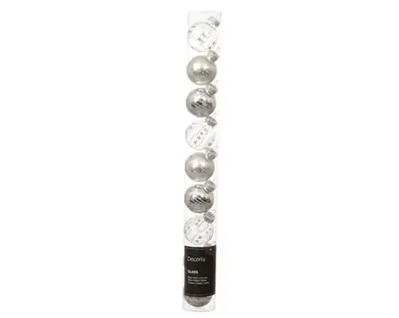 Decoris kerstballen set glas | 9 stuks | 3 centimeter | zilver