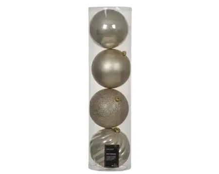 Decoris kerstballen set plastic 14cm 4st parel - afbeelding 1