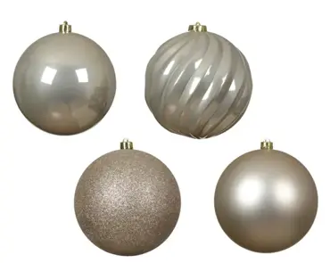 Decoris kerstballen set plastic 14cm 4st parel - afbeelding 2