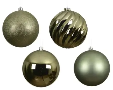 Decoris kerstballen set plastic 14cm 4st rosemarijn - afbeelding 2