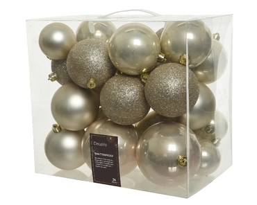 Decoris kerstballen set Plastic 26st parel 6-8-10cm - afbeelding 2