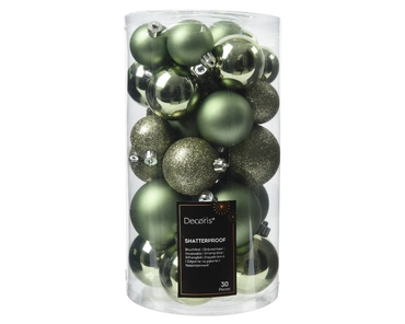 Decoris kerstballen set Plastic 30st rosemarijn 4-5-6cm - afbeelding 2