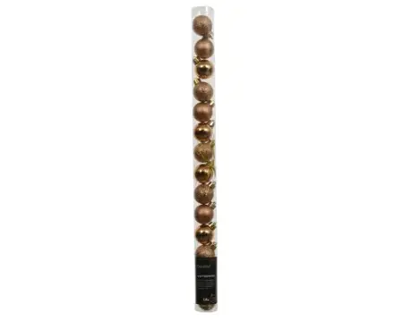 Decoris kerstballen set plastic 3cm brandy 14st - afbeelding 1
