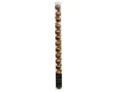 Decoris kerstballen set plastic 3cm brandy 14st - afbeelding 1