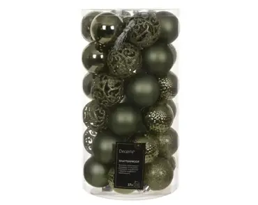 Decoris kerstballen set plastic 6cm 37st rosemarijn - afbeelding 1