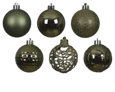 Decoris kerstballen set plastic 6cm 37st rosemarijn - afbeelding 2