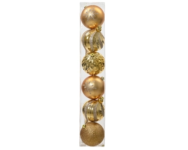 Decoris kerstballen set Plastic 6st licht goud 15cm - afbeelding 2