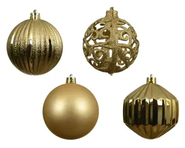 Decoris kerstballen set plastic 8cm 16st goud - afbeelding 2