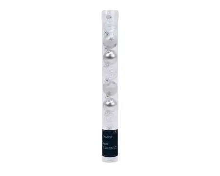 Decoris kerstbalmix glas d3cm 9st zilver - afbeelding 1