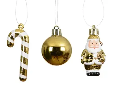 Decoris kerstbalmix plastic | 10 stuks | 4 centimeter | goud - afbeelding 2