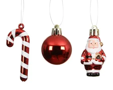 Decoris kerstbalmix plastic | 10 stuks | 4 centimeter | kerstrood - afbeelding 2