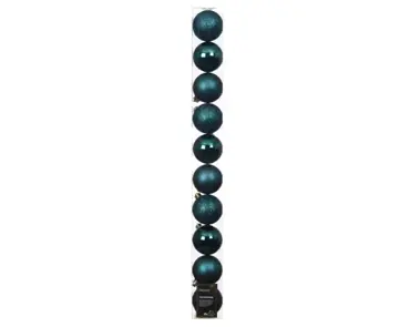 Decoris kerstbalmix plastic | 10 stuks | 6 centimeter | emerald - afbeelding 1