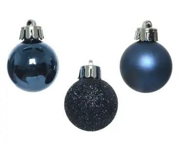 Decoris kerstbalmix plastic | 14 stuks | 3 centimeter | nachtblauw - afbeelding 2