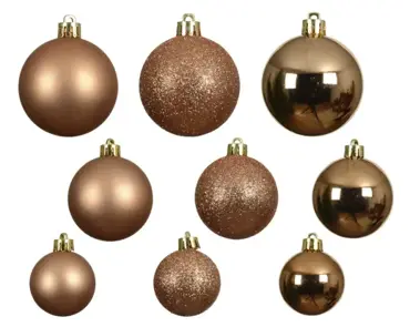 Decoris kerstbalmix plastic | 30 stuks | 6 centimeter | brandy - afbeelding 2