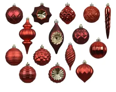 Decoris kerstbalmix plastic | 32 stuks | kerstrood - afbeelding 2