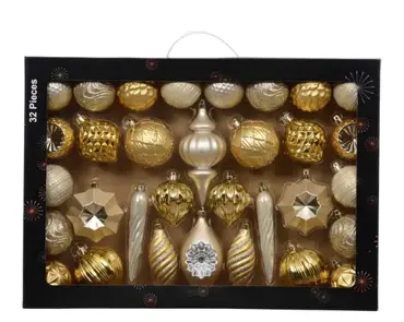Decoris kerstbalmix plastic | 32 stuks | lichtgoud - afbeelding 1