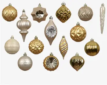 Decoris kerstbalmix plastic 32st lichtgoud - afbeelding 2
