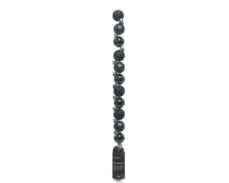 Decoris kerstbalmix plastic 3cm 14st nachtblauw - afbeelding 1