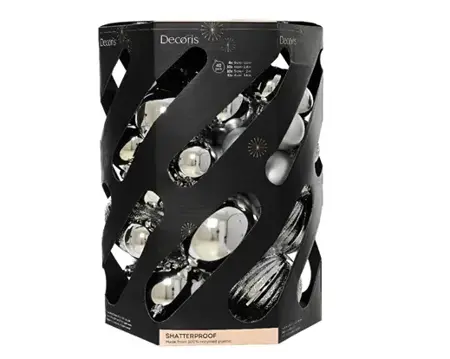 Decoris kerstbalmix plastic | 40 stuks | 20 centimeter | zilver