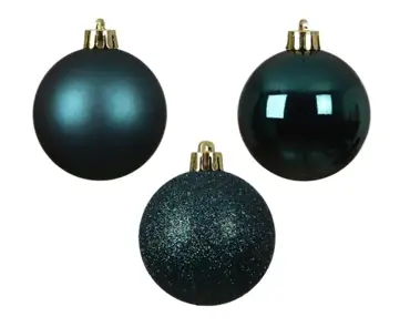 Decoris kerstbalmix plastic 6cm 10st emerald - afbeelding 2