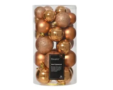 Decoris kerstbalmix plastic 6cm 30st brandy - afbeelding 1