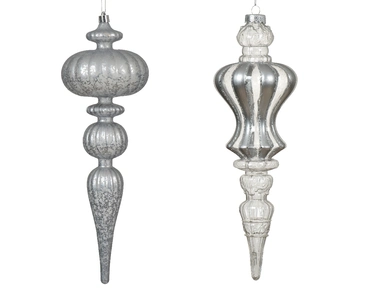 Decoris kersthanger Druppels plastic 30cm zilver a2