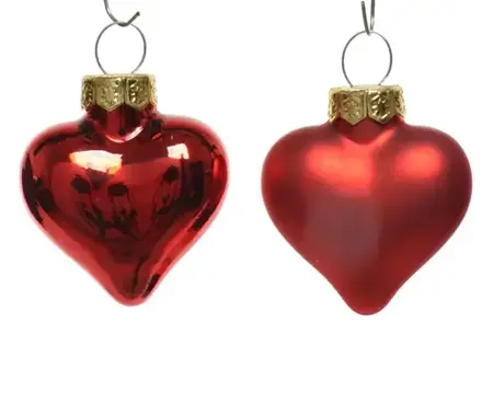 Decoris kersthangers glas hart 12st kerstrood - afbeelding 2