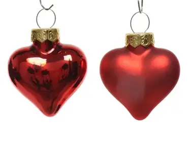 Decoris kersthangers glas hart 12st kerstrood - afbeelding 2