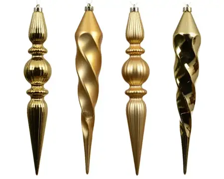 Decoris kersthangers plastic | 4 stuks | goud - afbeelding 2