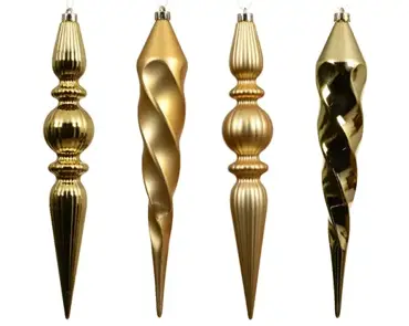 Decoris kersthangers plastic | 4 stuks | goud - afbeelding 2