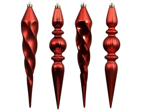Decoris kersthangers plastic | 4 stuks | rood - afbeelding 2