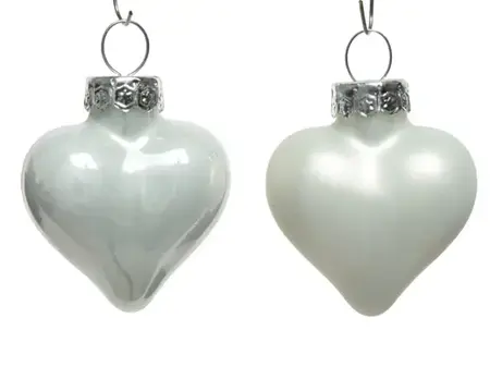 Decoris kersthangers set glas hart | 12 stuks | winterwit