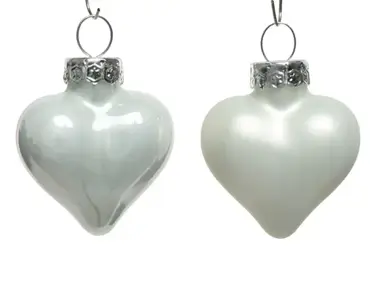 Decoris kersthangers set glas hart | 12 stuks | winterwit