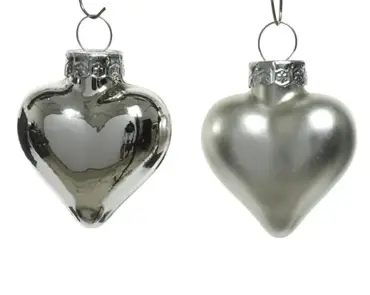 Decoris kersthangers set glas hart | 12 stuks | zilver - afbeelding 2