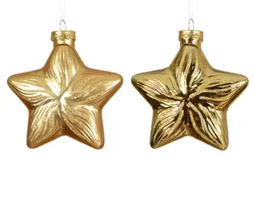 Decoris kersthangers set glas ster | 2 stuks | goud - afbeelding 2